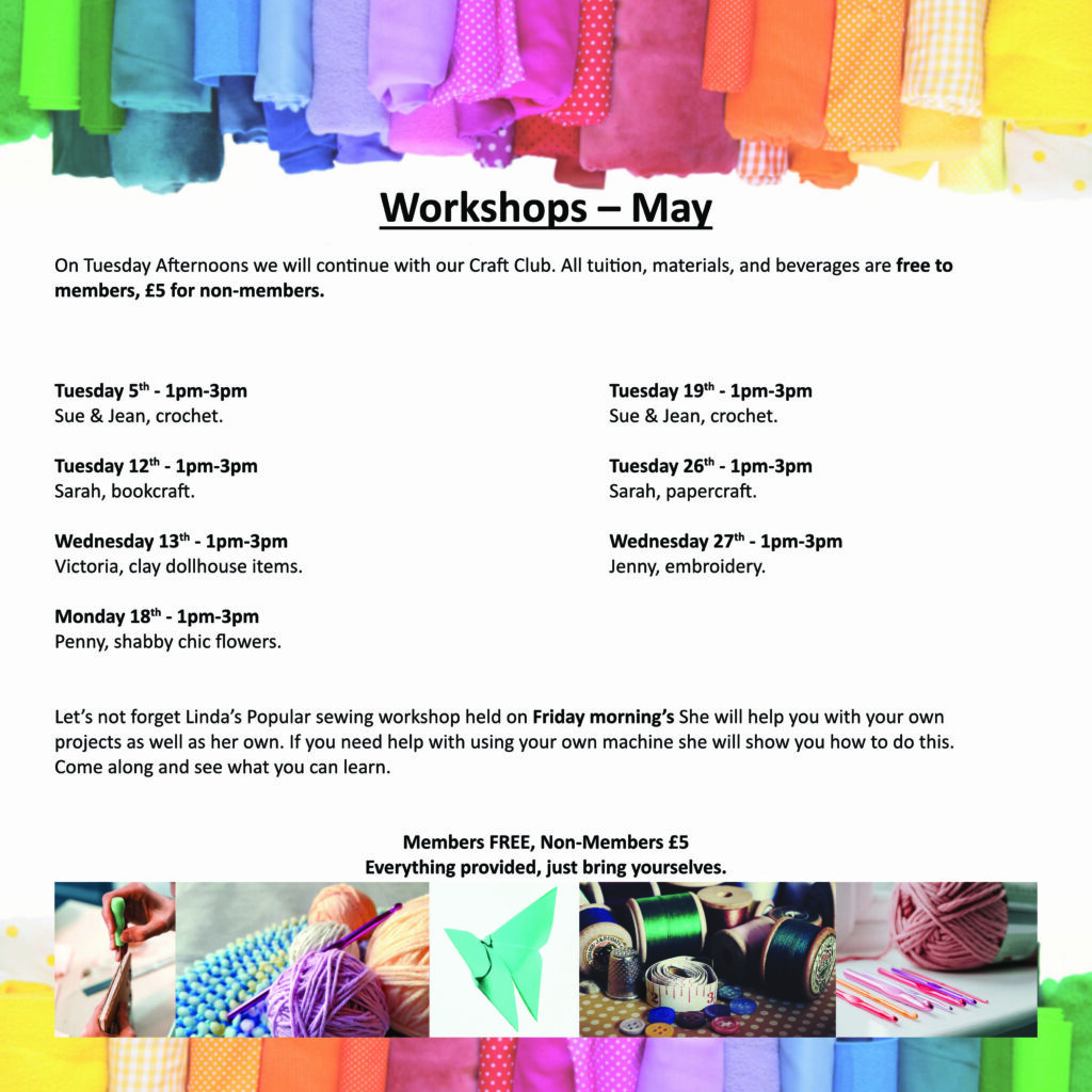 Workshops at Tavistock Scrapstore, May 2026